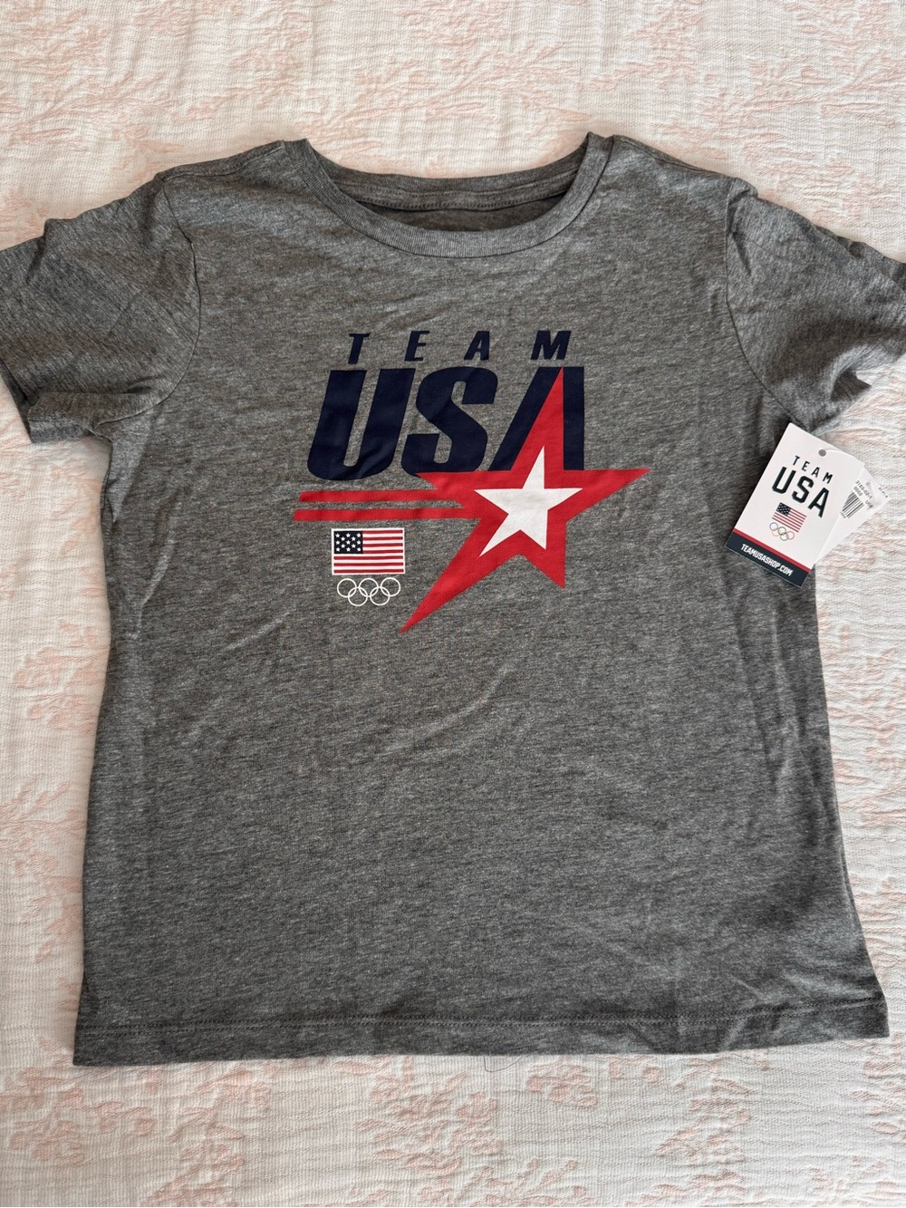 Team USA Kids' Gray Graphic Tee with Red & Navy Star